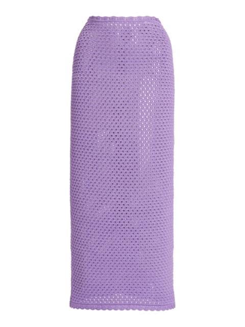 Dolce & Gabbana Crocheted Cotton Midi Skirt purple