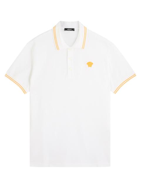 VERSACE Versace Logo-embroidered Cotton Piqué Polo Shirt