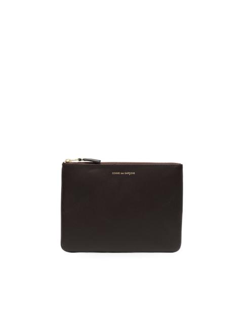logo-print leather pouch