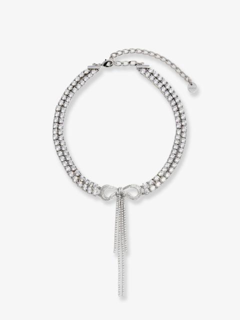 self-portrait Self-Portrait Double Crystal Bow Choker Silver