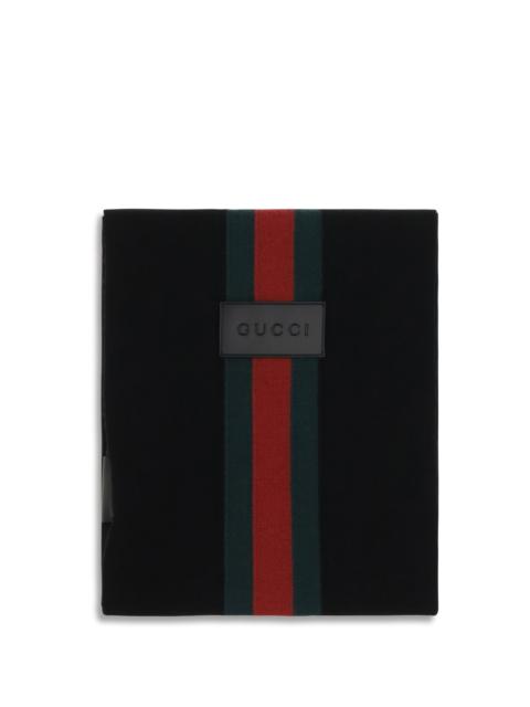 GUCCI Gucci Wool Scarf With Web Stripe Black/Dark Green