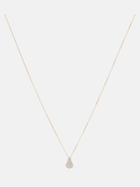 STONE AND STRAND Droplet 14kt gold pendant necklace with diamonds
