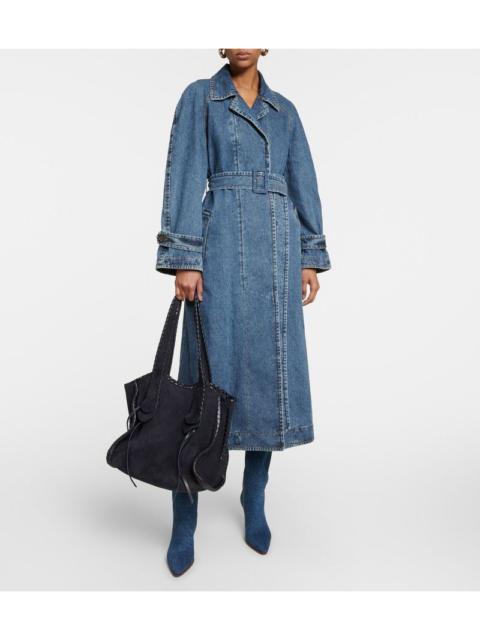 Chloé Authentic Chloe Midnight Suede Leather Mony Medium Tote Bag