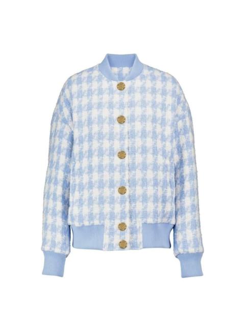 Balmain Houndstooth Cotton-blend Tweed Bomber Jacket