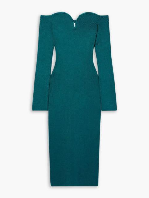 Other Designers Grace off-the-shoulder ribbed-knit midi dress