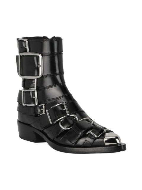 Alexander McQueen Alexander McQueen Strappy Punk Leather Bootie