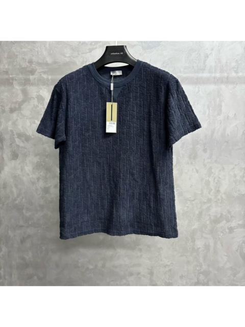Dior Dior Dark Blue Cotton Terry Short-Sleeve Crewneck T-Shirt with Print