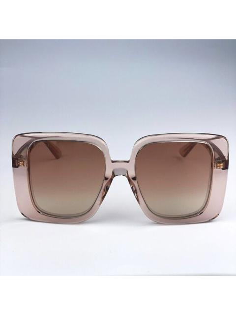 GUCCI NEW Gucci GG1314S 005 Transparent Brown Mirrored Oversize Square Women Sunglasse