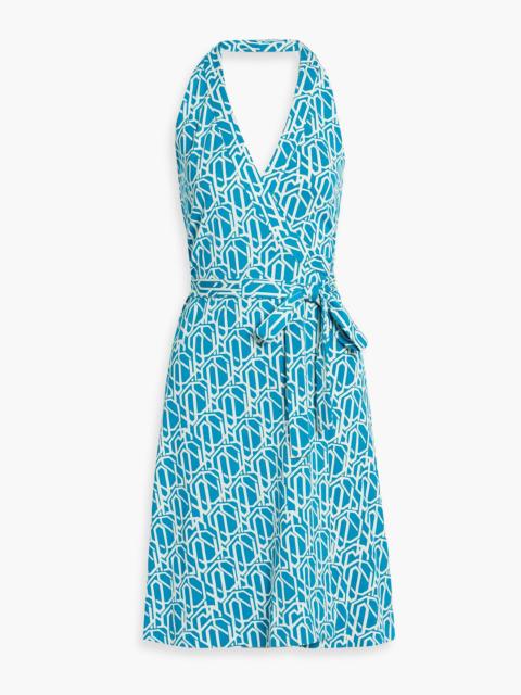 DIANE VON FURSTENBERG Nishi printed cotton and silk-blend jersey halterneck wrap dress
