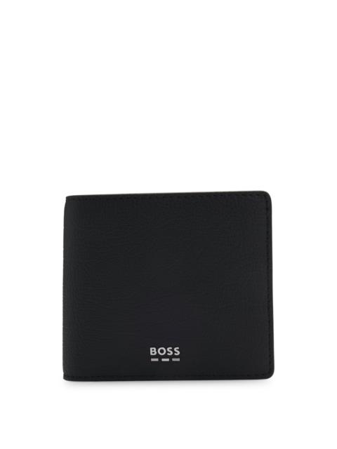 BOSS BILLFOLD WALLET WITH SILVER-TONE LOGO AND COIN POCKET
