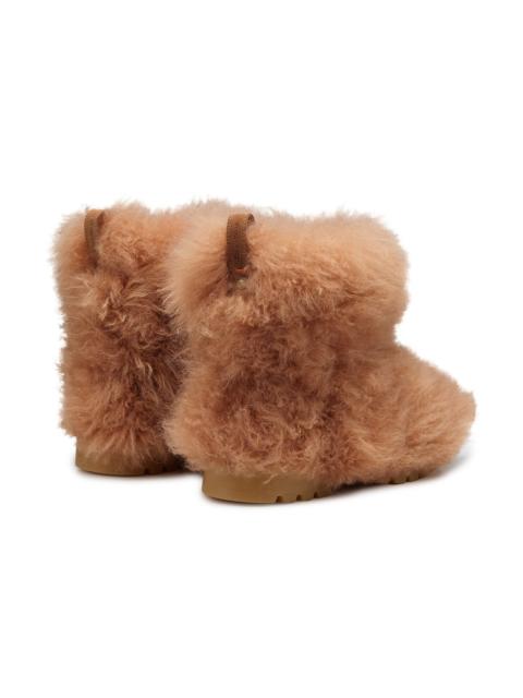 Santoni Women's light brown fur ankle boot