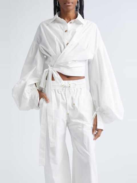 Zimmermann Zimmermann Rebellion Poplin Wrap Shirt in Ivory at Nordstrom