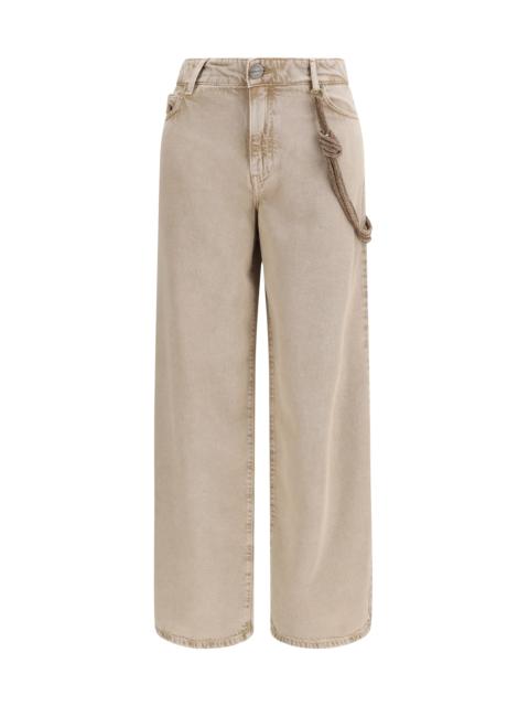 PINKO Pinko Lauryn Jeans with Jeweled Cord Beige