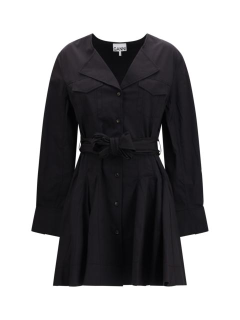 GANNI Ganni Women Short Shirt Dress With Belt