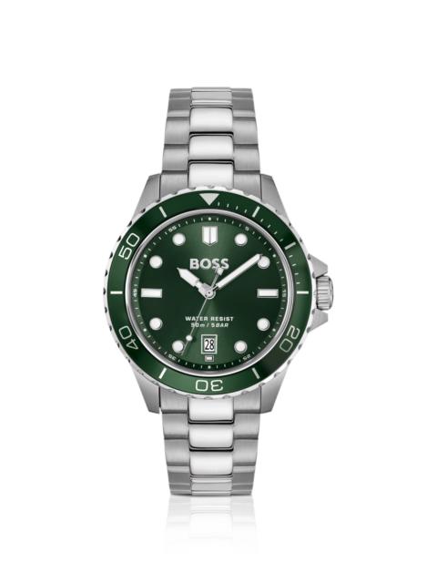BOSS STEEL-BRACELET WATCH WITH GREEN DIAL