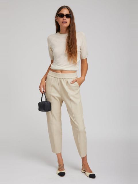 SPRWMN OFF WHITE LEATHER JOGGERS