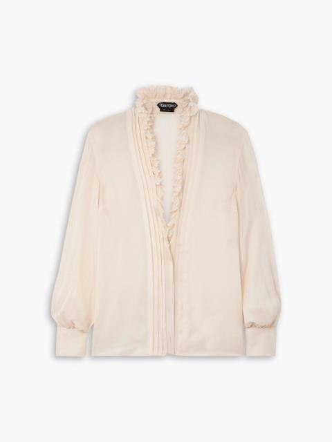 TOM FORD Ruffled pintucked silk-georgette blouse