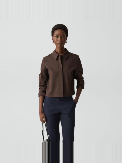 Theory Cropped Shirt Jacket in Good Linen