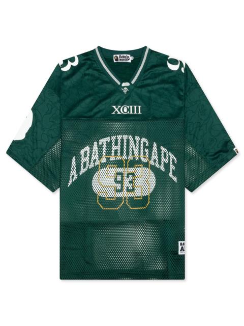 A BATHING APE® LINE CAMO MULTI LOGO RELAXED FIT FOOTBALL JERSEY - GREEN
