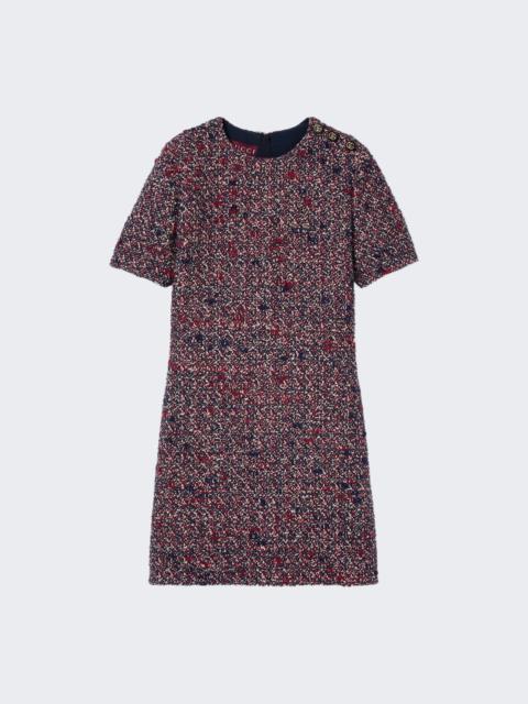 GUCCI Wool Boucle Dress Blue And Red