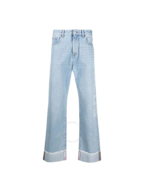 GCDS GCDS Relaxed Laser Cotton Denim Logo Trousers