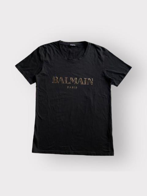 Balmain AW16 Gold Foil Logo Slim Fit T Shirt