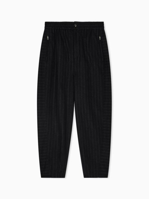 GIORGIO ARMANI PINSTRIPED FLAT-FRONT TROUSERS IN A CASHMERE BLEND