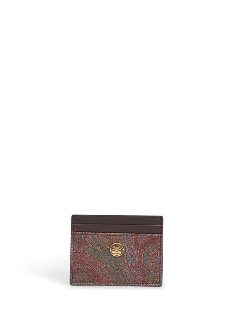 Etro Etro Women Brown Paisley Card Holder With Coin