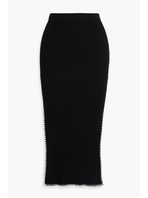 Other Designers Ribbed cashmere and cotton-blend midi skirt