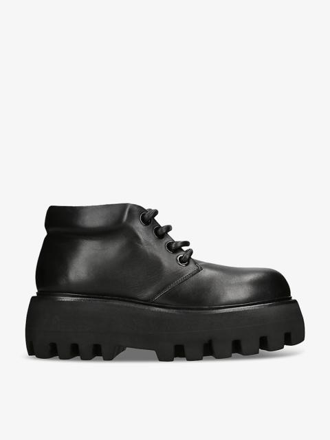 Men's Show platform-sole leather ankle boots