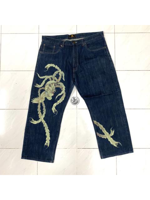 Other Designers Vintage - ZEN CLOTHING JAPANESE TRADITIONAL ART PAINTED DENIM JEANS