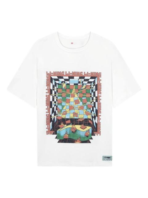 Li-Ning Li-Ning Checkerboard Graphic T-shirt 'White' AHSSB15-1