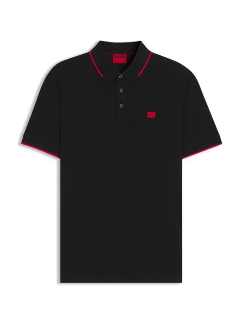 HUGO SLIM-FIT POLO SHIRT WITH RED LOGO LABEL