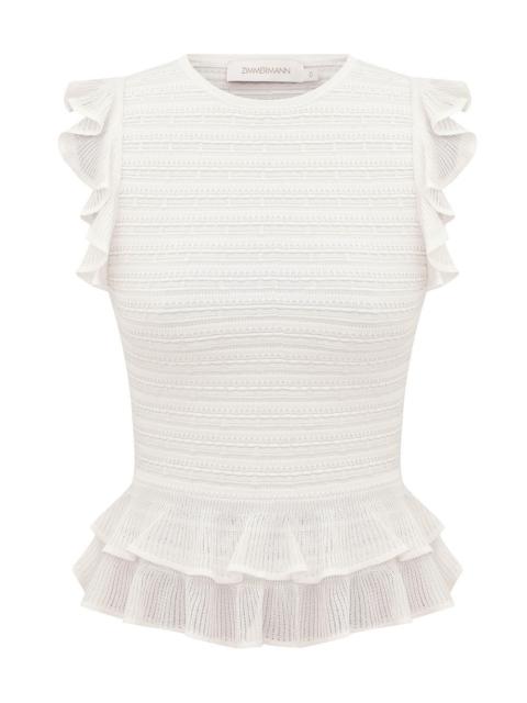 Zimmermann LUNA LACE FRILL HALTER TOP