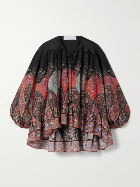 Zimmermann Rhiannon Ruffled Paisley-print Organic Silk Blouse