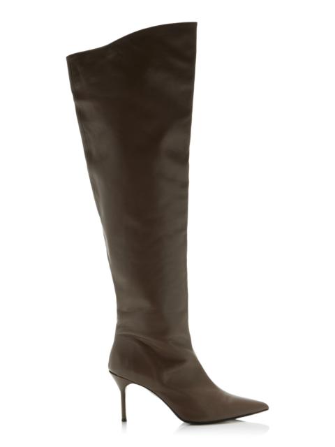 STAUD Sebastian Leather Over-The-Knee Boots olive
