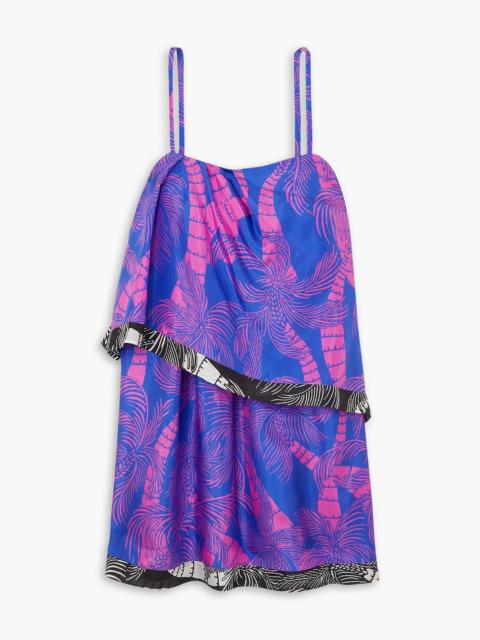 Dries Van Noten Layered printed silk crepe de chine mini dress