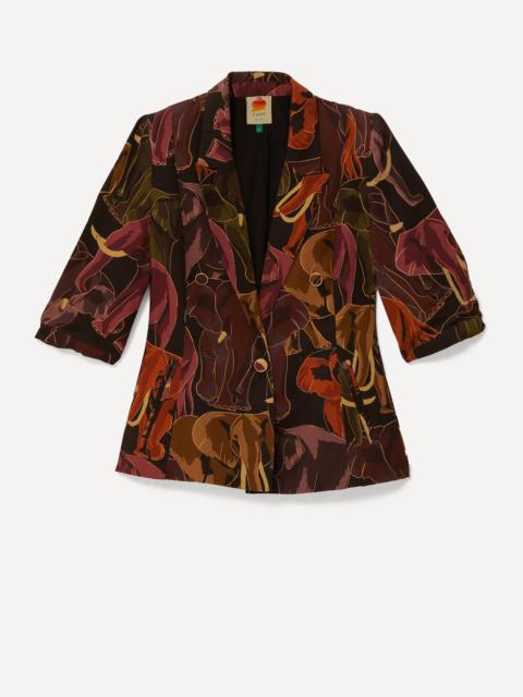 FARM RIO Elephants Brown Short Sleeve Blazer