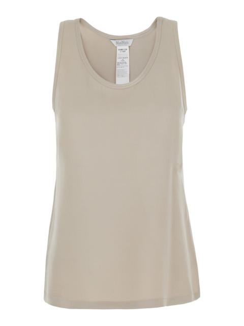 Max Mara Max Mara Women 'Pavido' Beige Sleeveless Top With Round Neck And Tone-On-Tone Logo Embroidery On The