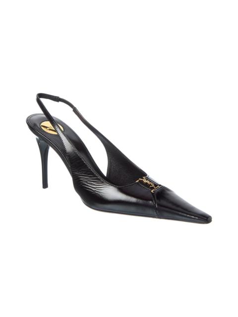 SAINT LAURENT Saint Laurent Babylone 90 Leather Slingback Pump