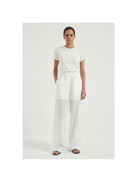 Brunello Cucinelli Brunello Cucinelli Wowhite Wide Leg Cotton Trousers