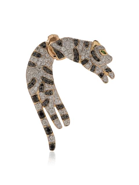 Yvonne Léon Feline 9K Yellow Gold Tsavorite, Diamond Single Earring multi