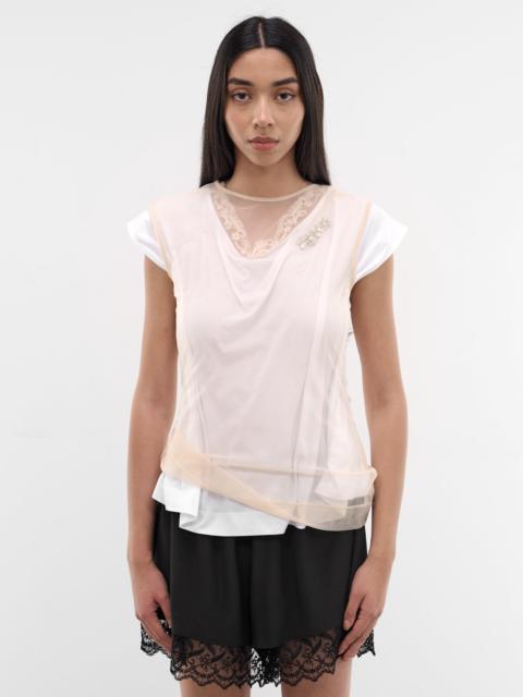Simone Rocha White Layered Ballet Lace Tee