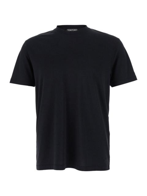 TOM FORD Tom Ford Men Black Crewneck T-Shirt In Cotton Blend Man