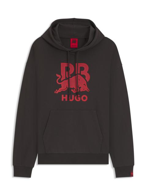 HUGO HUGO X RB COTTON-TERRY HOODIE WITH BULL GRAPHIC
