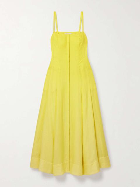 Magritte herringbone cashmere and silk-blend maxi dress Yellow