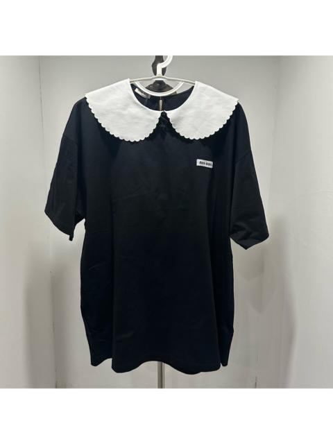 Miu Miu Miu Miu Embroidered Logo Short Sleeve Shirt