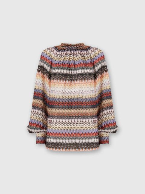 Missoni Missoni Long Sleeve Blouse In Lace in Red & Blue at Nordstrom