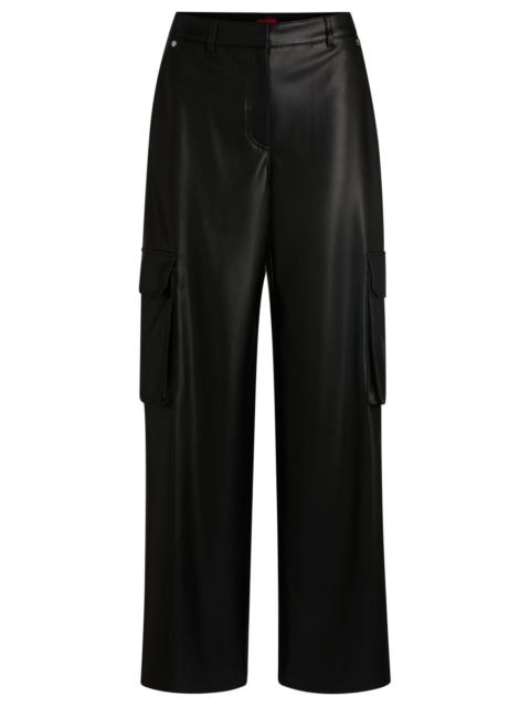 HUGO LOOSE-FIT CARGO TROUSERS IN FAUX LEATHER