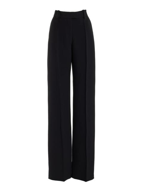 BRANDON MAXWELL The Jax Wool-Silk Crepe Straight-Leg Pants black